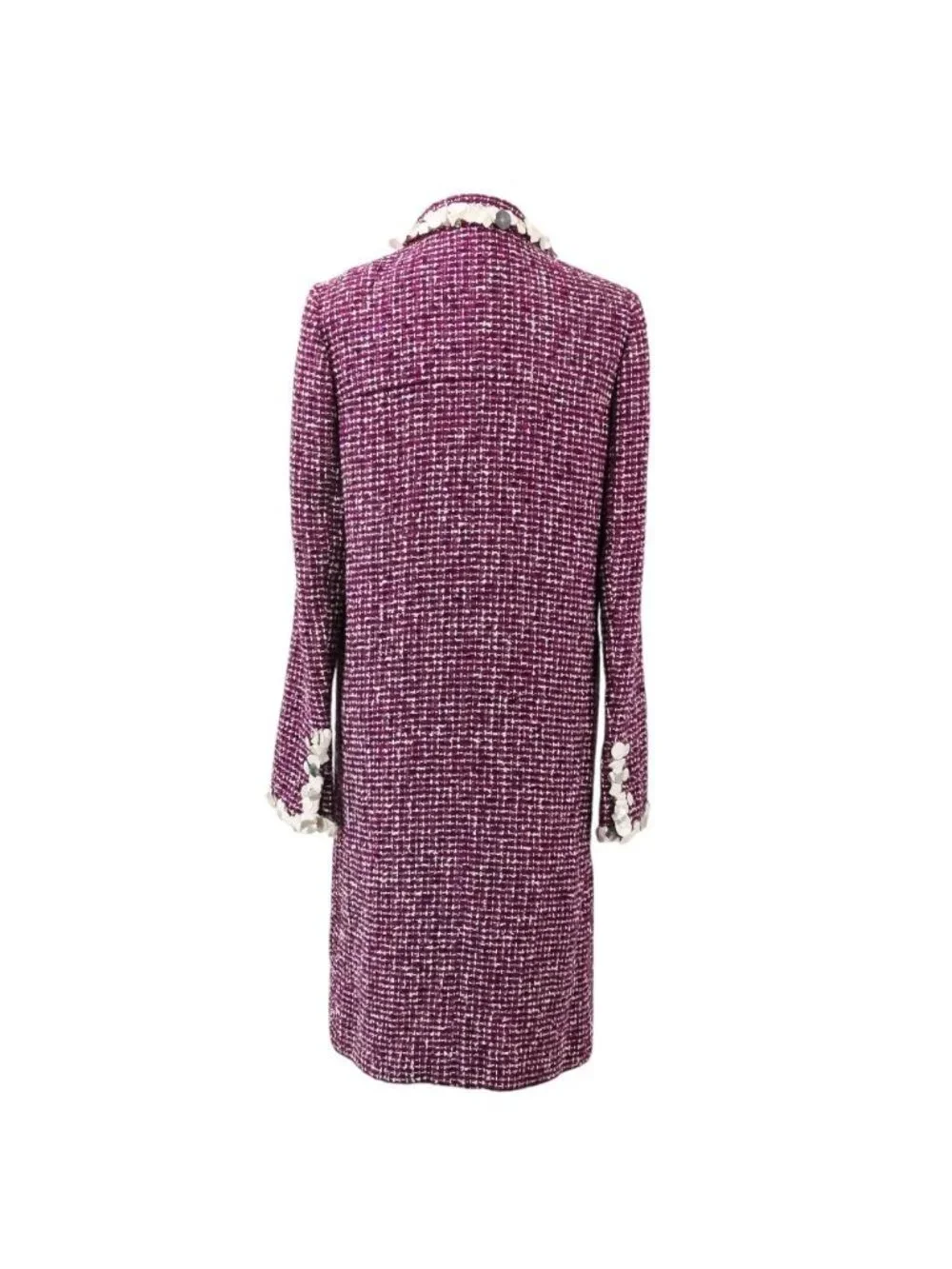 Chanel Sequin Trim Tweed Coat 34 Purple